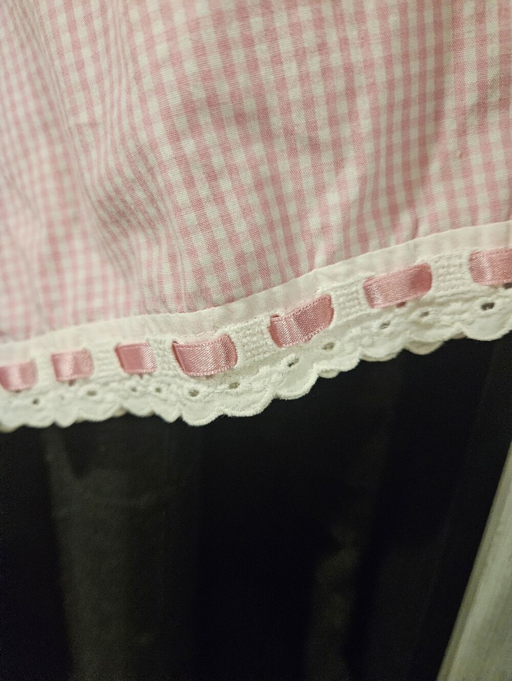 Secret Treasures Pink Gingham Robe Medium Cottagecore Eyelet Lace Wrap - Picture 3 of 9